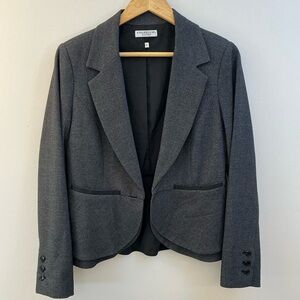 Atelier Luxe Boutique Charcoal Gray Peplum Blazer Size 10 Tailored Stretch Fit